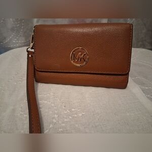 Michael Kors Brown Leather Wristlet Wallet